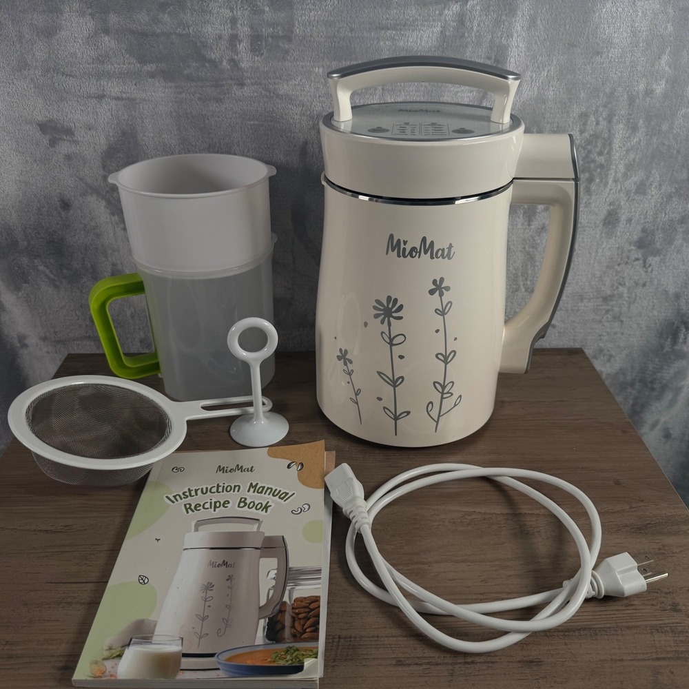 MioMat Classic Soy Milk Maker Nut Milk Soup Smoothie Maker Machine White Floral - Picture 2 of 16